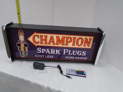 Champion Spark Plugs Blue LED Display lighted sign lightbox Wall Hanging Light - Image 1 of 4