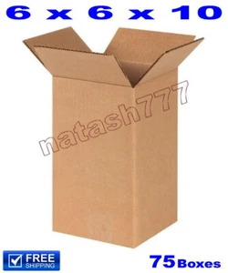 75 - 6x6x10 Cardboard Boxes 32ECT Mailing Packing Shipping Corrugated Carton - Picture 1 of 1