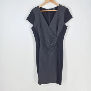 Kenneth Cole womens dress size 16 pencil grey black short sleeve Vneck 068556 - Picture 1 of 9