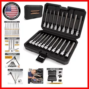 Industrial Grade 20PC Extra Long Allen Hex Bit Socket Set with Storage Case - Picture 1 of 9