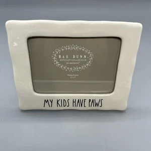 Rae Dunn Artisan Collection White & Black Ceramic My Kids Have Paws Photo Frame - Picture 1 of 7