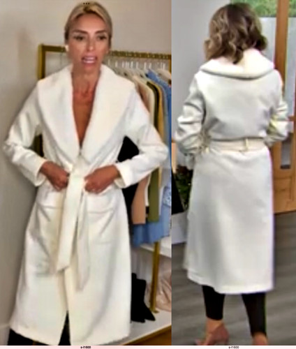 OFF WHITE NUOVO G Giuliana Black Label Finiture in Pelliccia Finta CAPPOTTO AVVOLGENTE CREMA BIANCO TAGLIA L