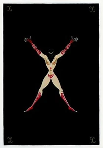 "Máscara de diseño de moda Erte Alfabeto estampado ""X"", Art Deco arte de diseño de moda, 1978 Dover Pub NY - Imagen 1 de 3