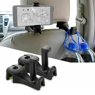 1PC Car Back Seat Hook With Phone Holder Hanger Headrest Auto Organizer Stand - Image 1 of 4
