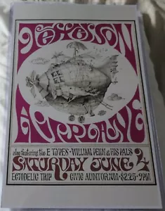 JEFFERSON AIRPLANE 1966 CIVIC AUDITORIUM REPLICA CONCERT MUSIC POSTER - Picture 1 of 2