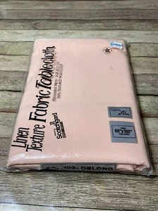 Styled By Lisa Vintage Solid Peach Tablecloth. 60”x102” Oblong Linen Texture - Picture 1 of 4
