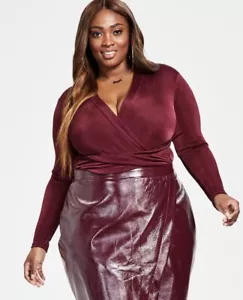 Body donna Nina Parker scollo a surplice trendy incrociato bordeaux - Foto 1 di 3