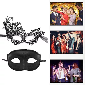 2Pcs Couples Venetian Halloween Party Mask Masquerade Lace Eyemask Party Costume - Picture 1 of 8