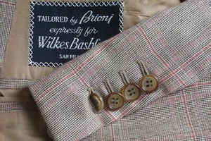 Brioni Nomentano 93% Cashmere 7% Silk Brown Red Plaid Sport Coat Jacket Sz 46L - Picture 1 of 9