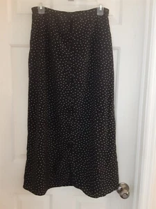 Jennifer Moore Blk & Wht Polka Dot Long Button Up Aline Skirt  Womens Size 10 - Picture 1 of 3
