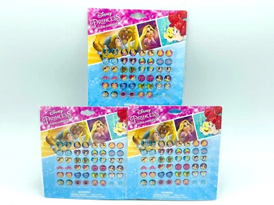 Pendientes Adhesivos Princesa Disney 3 Juegos de 24 Pares Nuevos Belle Ariel Cenicienta + Foto 1 de 3