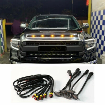 For Toyota Tundra 2008-2020 Front Grille LED Lights Raptor Style Grill Trim 5pcs - Image 1 of 4