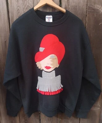 80s Vintage Beautiful Classy Lady Jerzees Black Sweatshirt L - Image 1 of 4