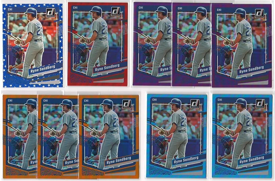 x10 Ryne Sandberg 2023 Donruss #204 голографический параллельный лот красный SN # оранжевый фиолетовый синий - Изображение 1 из 1