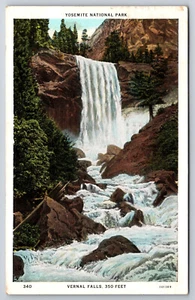 A925 Vernal Falls Parco Nazionale Yosemite Bordo Bianco Cartolina d'epoca pubblicata 1931 - Foto 1 di 2