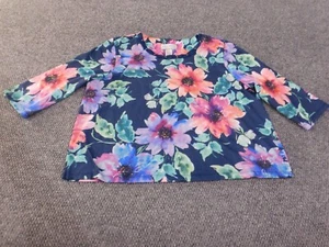 alfred dunner petite xl top blue floral pullover womens stretch flowers - Picture 1 of 12