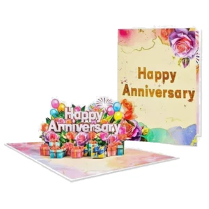 Handgefertigte 3D Pop Up Karte Happy Anniversary 15 cm x 20 cm - Bild 1 von 1