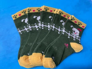 Kids Novelty Colorful Puppy Dog Design Crew Socks 5 Pairs Size M - Picture 1 of 3