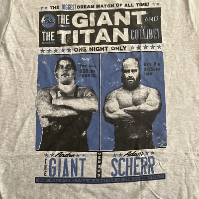 Andre The Giant Vs Adam Scherr Pro Wrestling Crate Dream Match T-shirt Large WWE - Image 1 of 3