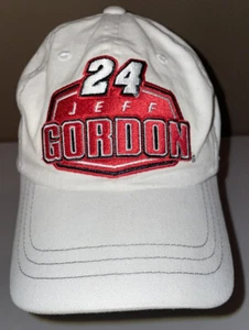 Jeff Gordon White Nascar Adjustable buckle baseball Checkered Flag Sports hat - Picture 1 of 9