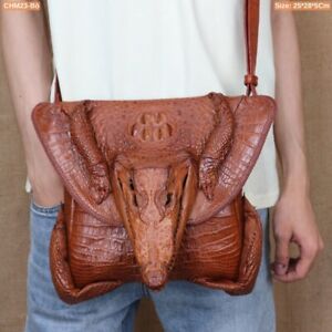 Brown Croco leather Men's Messenger Bag - Crossbody Sling Handbag, Shoulder bag