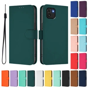 Solid Color PU Leather Wallet Case Phone Cover for Samsung A04E A05 A15 A14 A13 - Picture 1 of 30