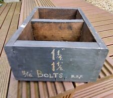 Vintage Small Grey Wooden Industrial Bolt Box Trendy 