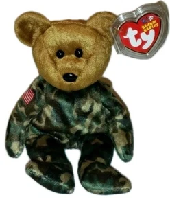 Ty Beanie Baby - HERO USA Army Military USO Bear Flag On Arm MWMTs Stuffed Toy - Picture 1 of 9