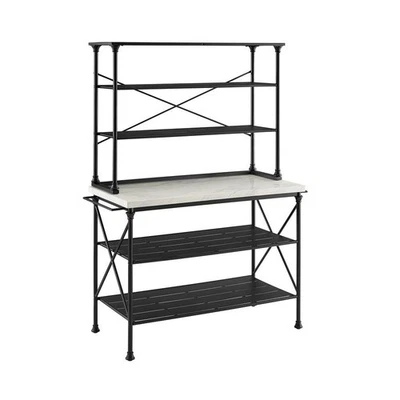 Madeleine Kitchen Island And Hutch Matte Black - Island & Hutch - Image 1 of 4