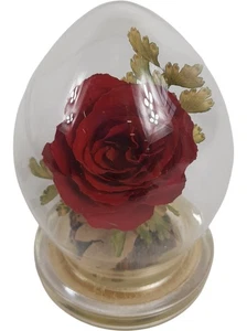 Red Preserved Rose in Glass Dome by Michael R. Curzon Vintage 1970s - Picture 1 of 5
