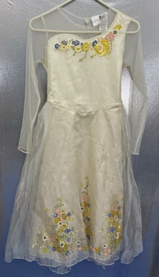 Disney Cinderella Costume Dress Up Girls Sz 10/12 L Ivory Floral Wedding Play - Image 1 of 4