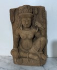 BEAUTIFUL KHMER STYLE SANDSTONE SCULPTURE OF A FEMALE DEITY HOLDING A FLOWER