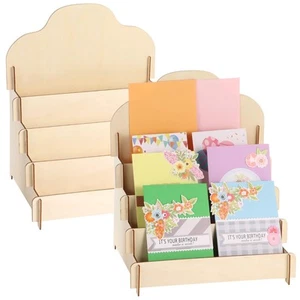 OMISTAR 2 Pcs Greeting Card Display Stands, 4-tier Wooden Sticker Display Rac... - Picture 1 of 5