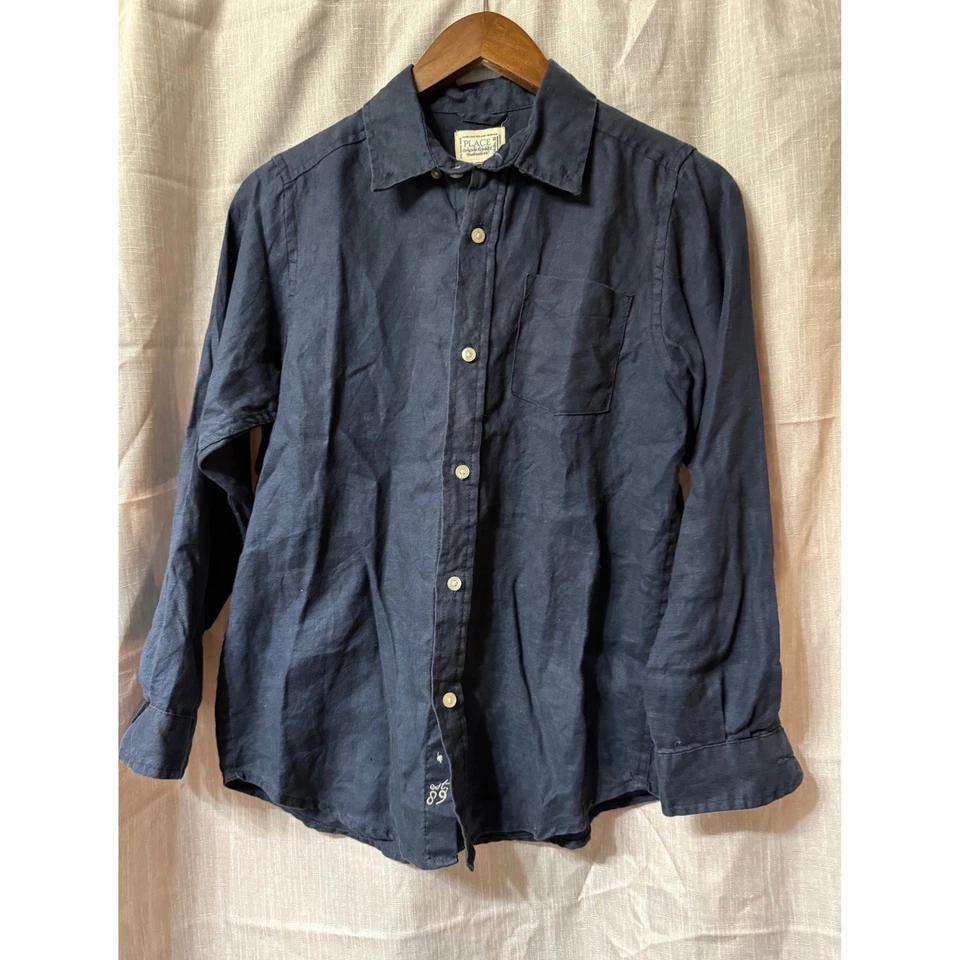 The Children's Place Boys Manga Larga Azul Lino Talla L (10/12) Foto 1 de 4