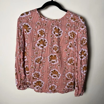 J. Blusa Crew Talla Pequeña Para Mujer Floral Manga Larga Campesina Usada en Excelente Condición Naranja Rosa Melocotón Foto 1 de 4