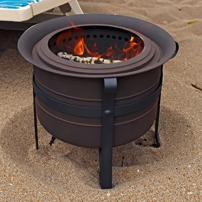 Steel Cauldron-Style Smokeless Fire Pit with Poker by Sunnydaze - Image 1 of 4