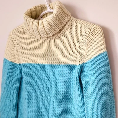 De Colección Años 90 Y2K Gap Cuello Alto Grueso Lana Tejido Dos Tonos Bloque de Color Para Mujer Pequeño Foto 1 de 4