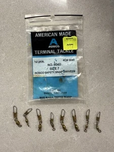 Vintage Fishing Snap Swivels American Made Rosco Size 7 40#test 8 Count in Bag - Picture 1 of 4