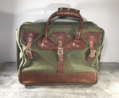 Gokeys Orvis Battenkill Leather Duffel Duffle Gym Travel Weekender Bag 18X13X7 - Image 1 of 4