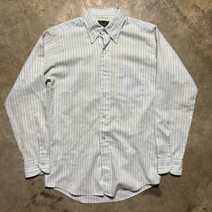 Vintage 70s Sears Blue Striped Dress Button Up Shirt 1970s True Vintage - Picture 1 of 3