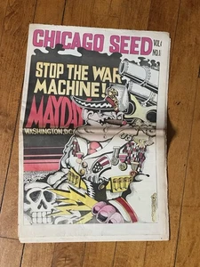 Chicago Seed Vol. 1 No. 11 “Stop the War Machine!” Mayday Underground Newspaper - Imagen 1 de 6