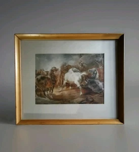 KAMPFPFERDE von Theodore Gericault 15x18 gerahmte Lithographie unsigniert  - Bild 1 von 12