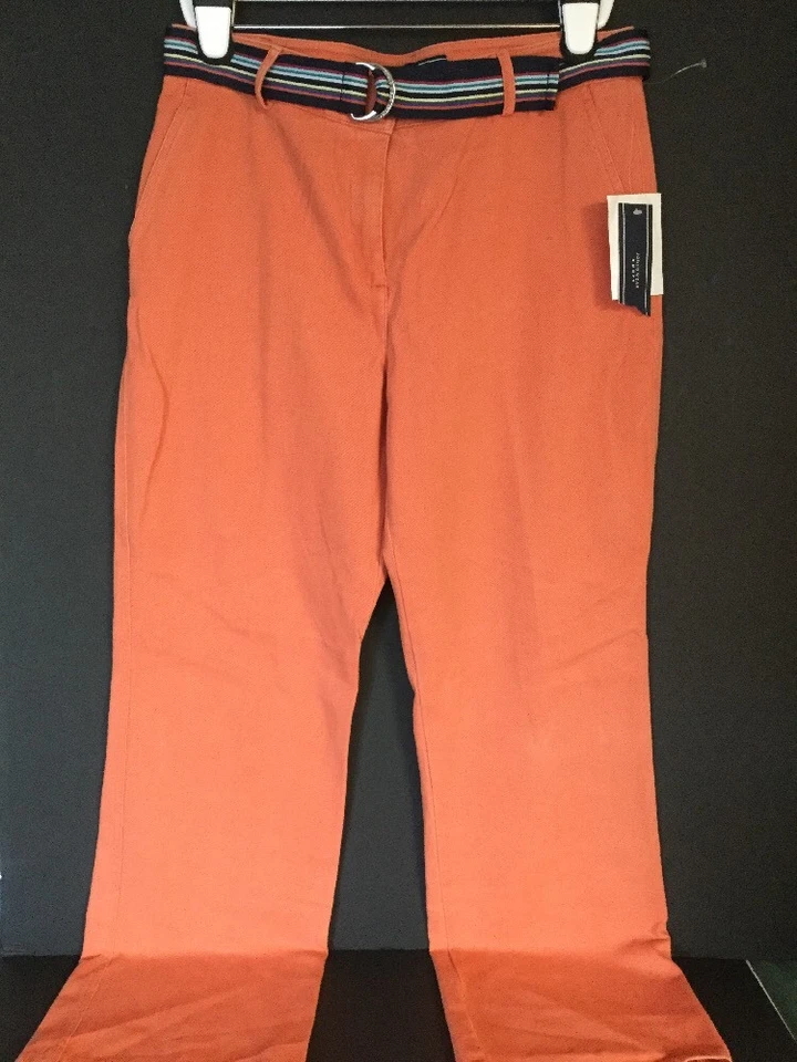 NWT JONES WEAR SPORT CORAL/ORANGE BELTED JEANS SIZE 14 L31 - Image 1 of 4