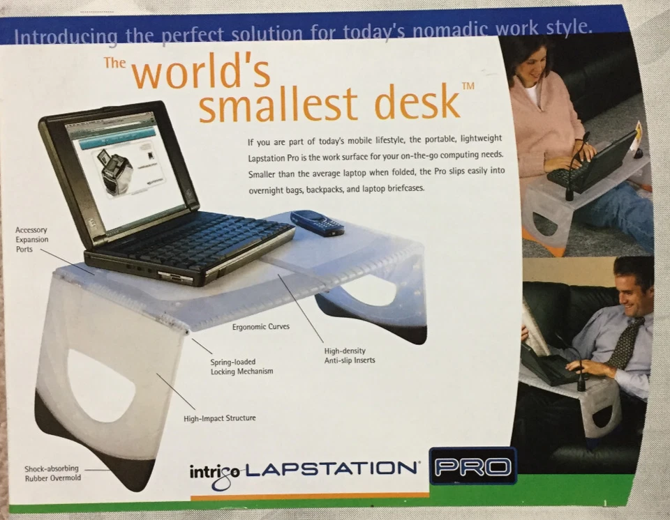 Intrigo LapStation Pro = World's Smallest Desk = Laptop Bed Couch Food Stand - Image 1 of 4
