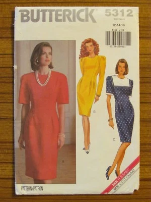 BUTTERICK PATTERN - 5312 LADIES DRESS STRAIGHT TUCKS SAILOR COLLAR 12-16 USED - Image 1 of 2