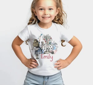 Personalised Alice in wonderland  Kids T-shirt, toddler top tees, kids clothes - Picture 1 of 4
