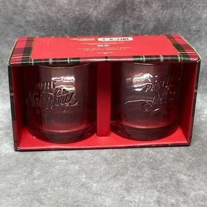 Hallmark A Little Naughty-Pretty Nice 12 Oz Rocks Glasses Red Plaid Box - Picture 1 of 6