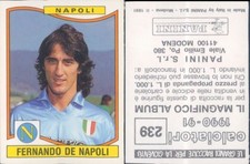 PANINI FOOTBALLERS 1990/91*STICKER FIGURE N.239*NAPOLI, FERNANDO DE NAPOLI*NEW