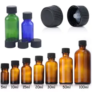 5ml - 100ml Drum Glass Bottles Dram Vials Screw Cone Caps Lids Pill Storage Tank - Picture 1 of 7