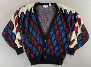 Vintage 1980’s Santana Cardigan Sweater Men's M Geometric Multicolor Dad Aztec - Picture 1 of 24